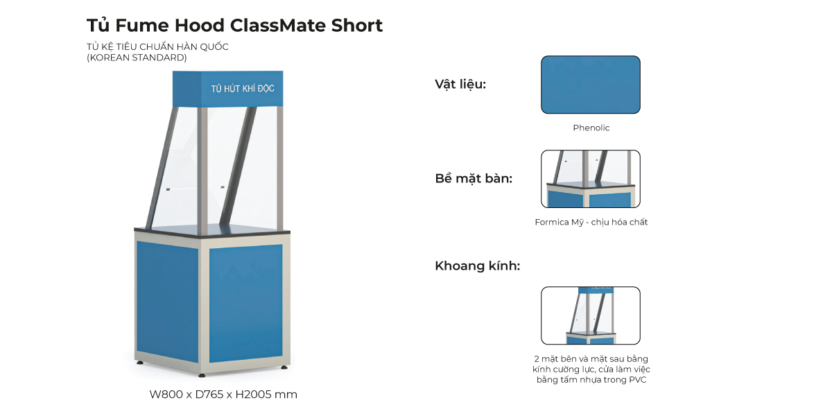 Đặc điểm nổi bật Tủ Fume Hood ClassMate Short