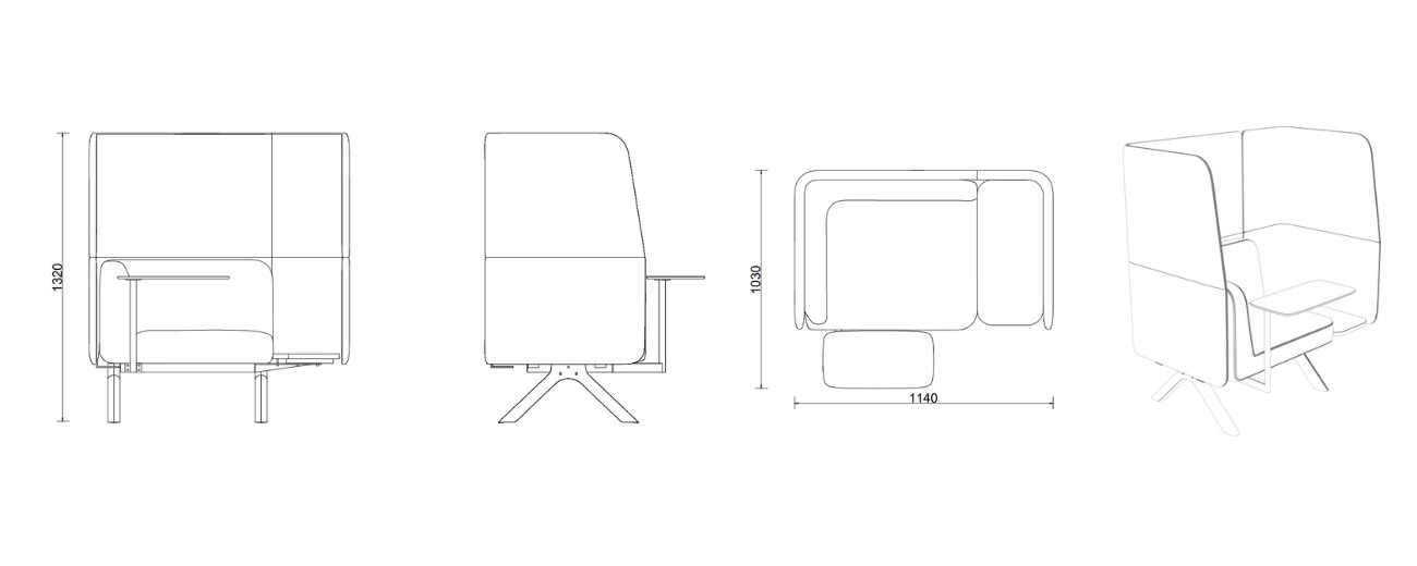 Kích thước GHẾ SOFA BOOTH CÓ BÀN